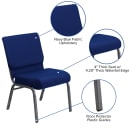 Flash Furniture FD-CH0221-4-SV-NB24-GG Extra Wide Stacking Church Chair w/ Navy Blue Fabric Back & Seat - Steel Frame, Silver Vein thumbnail 6