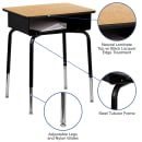 Flash Furniture FD-DESK-GG Student Desk w/ Book Box - Natural Laminate Top, Black Steel Frame thumbnail 4