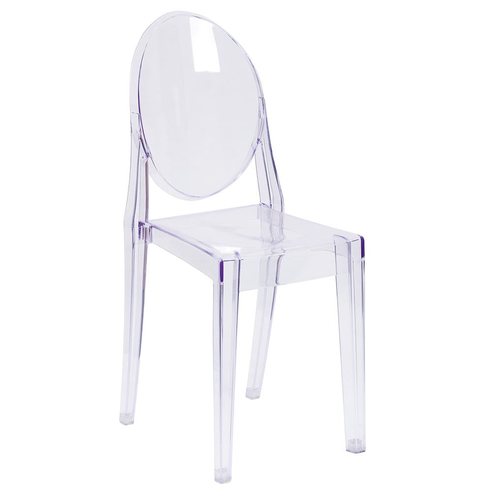 Flash Furniture FH-111-APC-CLR-GG Ghost Side Chair w/ Plain Back - Polycarbonate, Transparent Crystal