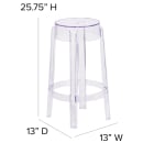 Flash Furniture FH-118-APC1-GG Counter Height Backless Stool w/ Plastic Seat, Transparent Crystal thumbnail 2