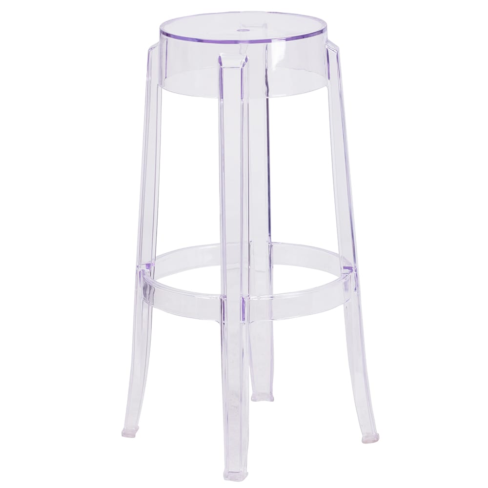 Flash Furniture FH-118-APC2-GG Backless Bar Stool w/ Plastic Seat, Transparent Crystal