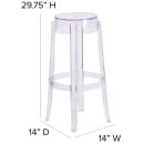 Flash Furniture FH-118-APC2-GG Backless Bar Stool w/ Plastic Seat, Transparent Crystal thumbnail 2