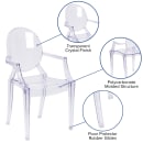 Flash Furniture FH-124-APC-CLR-GG Ghost Arm Chair w/ Plain Back - Polycarbonate, Transparent Crystal thumbnail 6