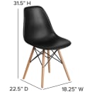 Flash Furniture FH-130-DPP-BK-GG Accent Side Chair - Black Plastic Seat, Wood Base thumbnail 2