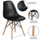 Flash Furniture FH-130-DPP-BK-GG Accent Side Chair - Black Plastic Seat, Wood Base thumbnail 6