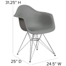 Flash Furniture FH-132-CPP1-GY-GG Contoured Armchair w/ Gray Plastic Seat & Chrome Base thumbnail 2