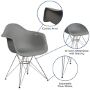 Flash Furniture FH-132-CPP1-GY-GG Contoured Armchair w/ Gray Plastic Seat & Chrome Base thumbnail 6