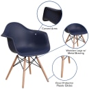 Flash Furniture FH-132-DPP-NY-GG Contoured Armchair w/ Navy Blue Plastic Seat & Wood Base thumbnail 6