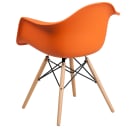 Flash Furniture FH-132-DPP-OR-GG Contoured Armchair w/ Orange Plastic Seat & Wood Base thumbnail 3