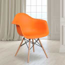 Flash Furniture FH-132-DPP-OR-GG Contoured Armchair w/ Orange Plastic Seat & Wood Base thumbnail 5