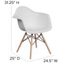 Flash Furniture FH-132-DPP-WH-GG Contoured Armchair w/ White Plastic Seat & Wood Base thumbnail 2