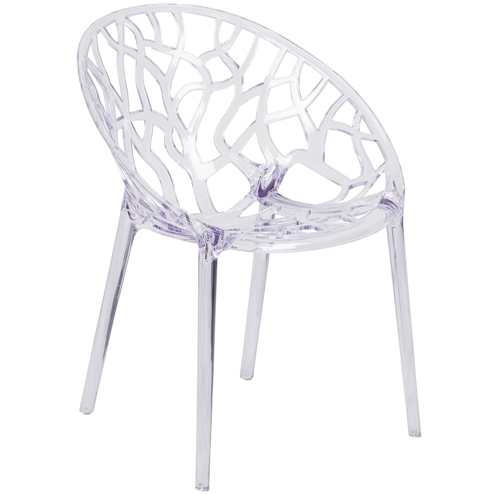 Flash Furniture FH-156-APC-GG Stacking Side Chair w/ Cutout Back - Polycarbonate, Transparent Crystal