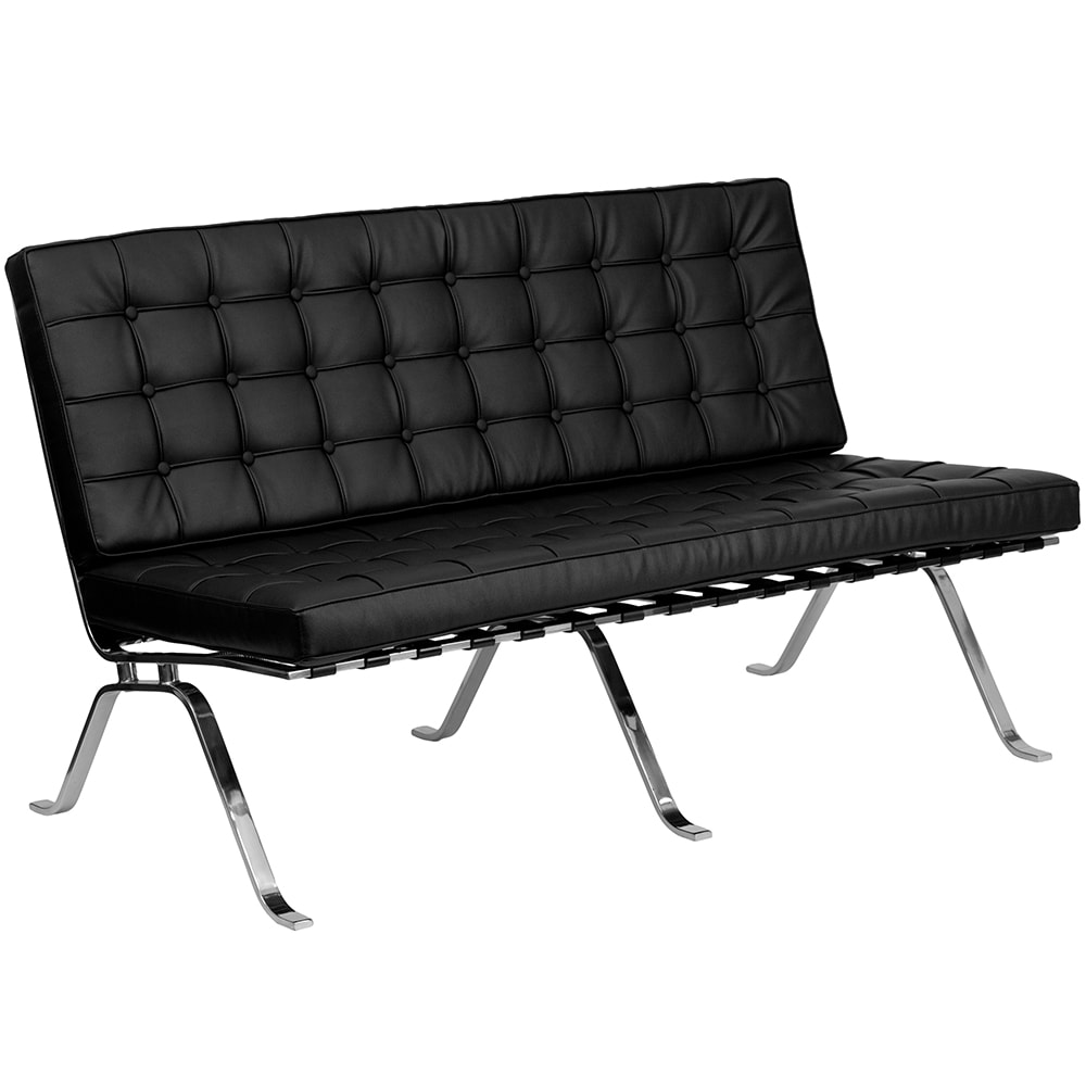 Flash Furniture ZB-FLASH-801-LS-BK-GG Loveseat w/ Black LeatherSoft Upholstery, Stainless Frame
