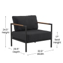 Flash Furniture GM-201027-1S-CH-GG Outdoor Patio Armchair - Black Cushions w/ Black Steel Frame thumbnail 2