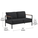 Flash Furniture GM-201027-2S-CH-GG Outdoor Patio Loveseat - Black Cushions w/ Black Steel Frame thumbnail 2