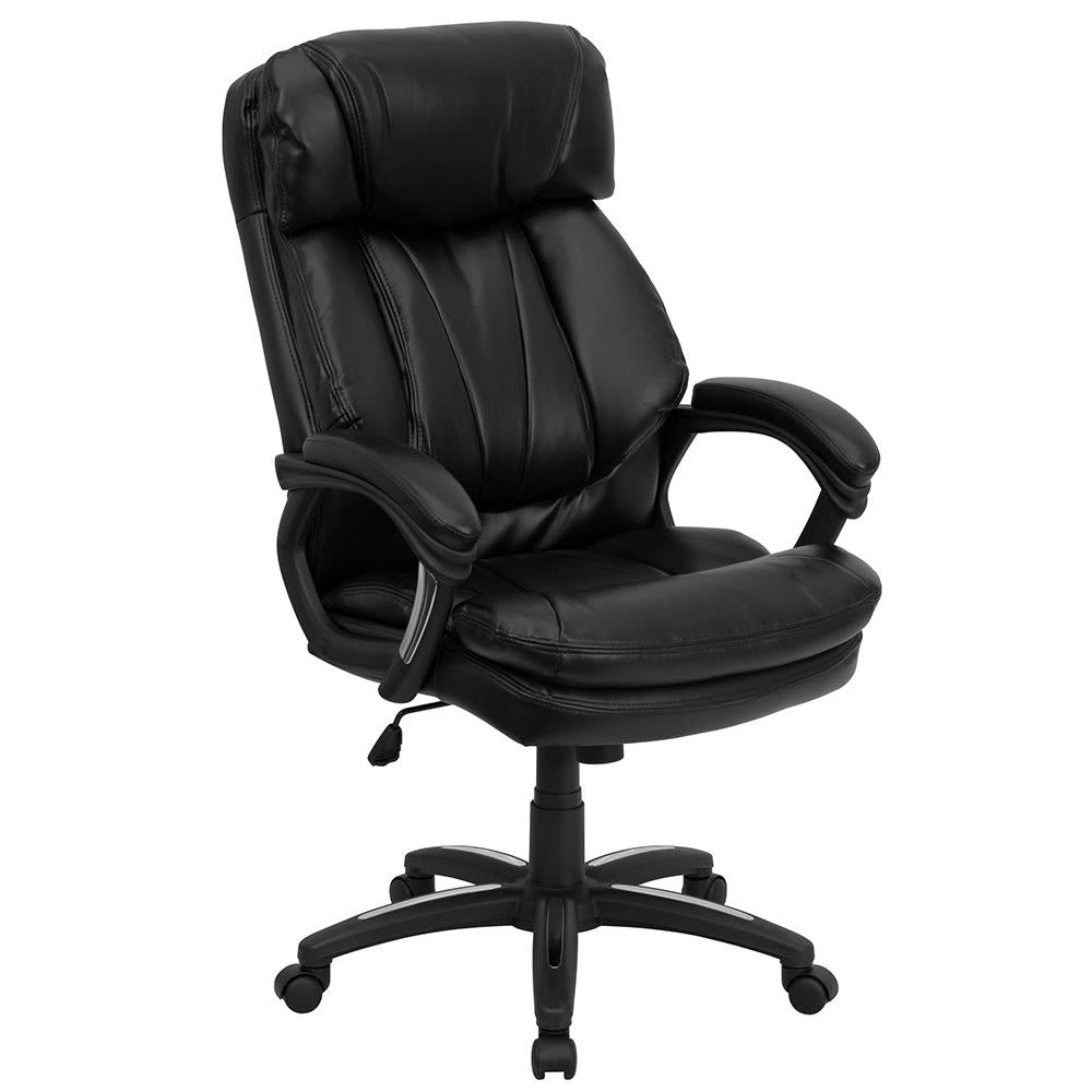 Flash Furniture GO-1097-BK-LEA-GG Swivel Office Chair w/ High Back - Black LeatherSoft Upholstery