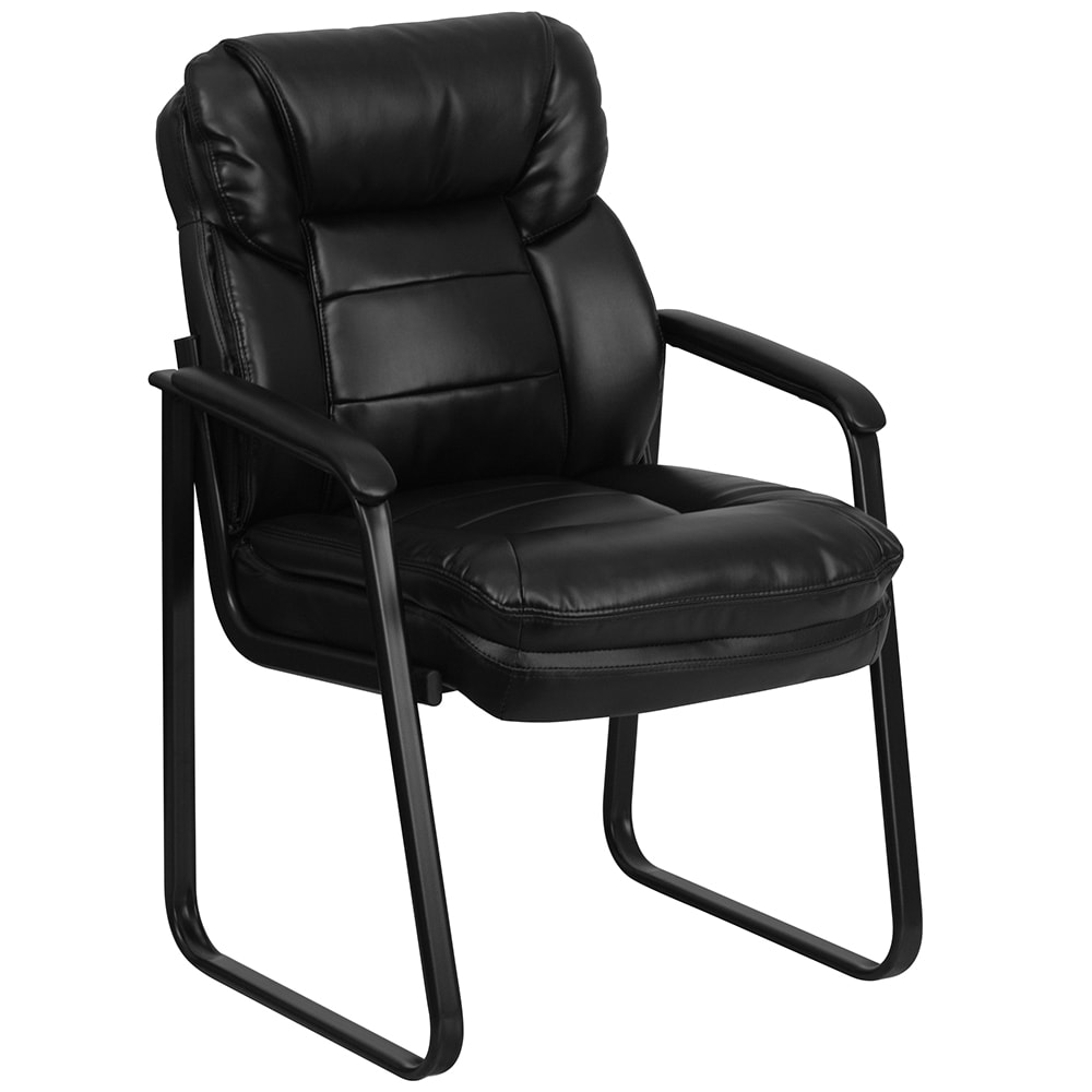 Flash Furniture GO-1156-BK-LEA-GG Side Chair - Black LeatherSoft Upholstery, Black Metal Frame