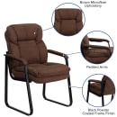 Flash Furniture GO-1156-BN-GG Side Chair - Brown Microfiber Upholstery, Black Metal Frame thumbnail 6