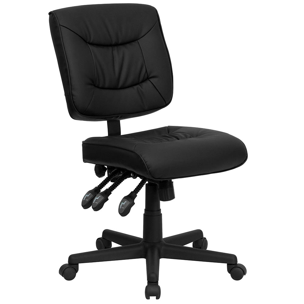 Flash Furniture GO-1574-BK-GG Swivel Office Chair w/ Mid Back - Black LeatherSoft Upholstery