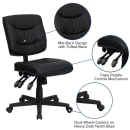 Flash Furniture GO-1574-BK-GG Swivel Office Chair w/ Mid Back - Black LeatherSoft Upholstery thumbnail 6