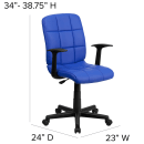 Flash Furniture GO-1691-1-BLUE-A-GG Swivel Office Arm Chair w/ Mid Back - Blue Vinyl Upholstery thumbnail 2