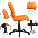 Flash Furniture GO-1691-1-ORG-GG Swivel Office Chair w/ Mid Back - Orange Vinyl Upholstery thumbnail 6