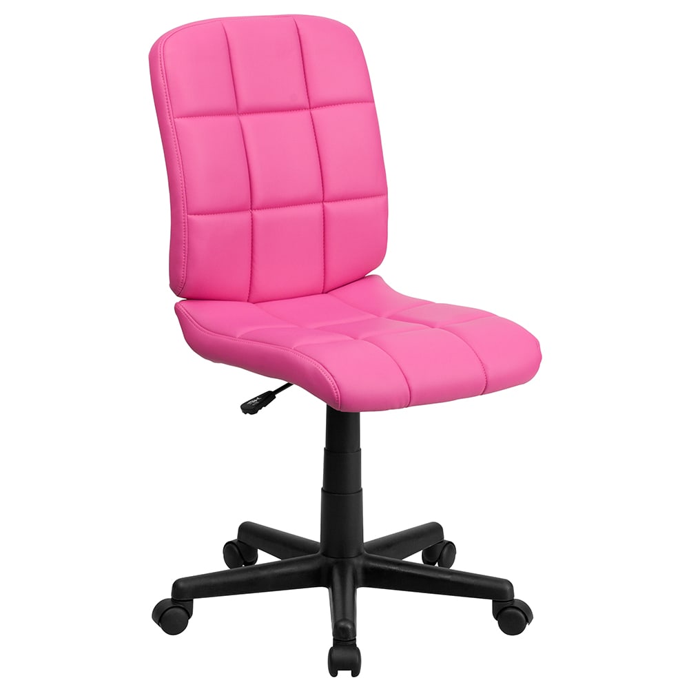 Flash Furniture GO-1691-1-PINK-GG Swivel Office Chair w/ Mid Back - Pink Vinyl Upholstery