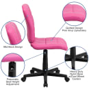 Flash Furniture GO-1691-1-PINK-GG Swivel Office Chair w/ Mid Back - Pink Vinyl Upholstery thumbnail 6