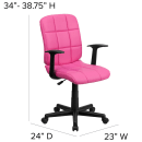 Flash Furniture GO-1691-1-PINK-A-GG Swivel Office Arm Chair w/ Mid Back - Pink Vinyl Upholstery thumbnail 2