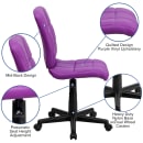 Flash Furniture GO-1691-1-PUR-GG Swivel Office Chair w/ Mid Back - Purple Vinyl Upholstery thumbnail 6