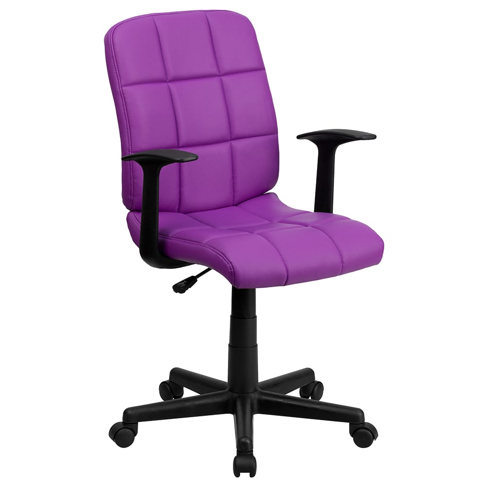Flash Furniture GO-1691-1-PUR-A-GG Swivel Office Arm Chair w/ Mid Back - Purple Vinyl Upholstery