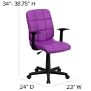 Flash Furniture GO-1691-1-PUR-A-GG Swivel Office Arm Chair w/ Mid Back - Purple Vinyl Upholstery thumbnail 2