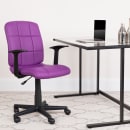 Flash Furniture GO-1691-1-PUR-A-GG Swivel Office Arm Chair w/ Mid Back - Purple Vinyl Upholstery thumbnail 9