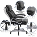 Flash Furniture GO-1850-1-LEA-GG Swivel Big & Tall Office Chair w/ High Back - Black LeatherSoft Upholstery thumbnail 6