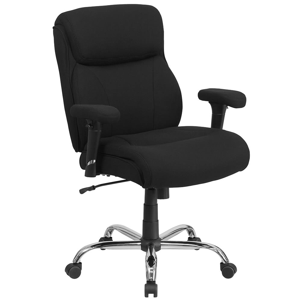 Flash Furniture GO-2031F-GG Swivel Big & Tall Office Chair w/ Mid Back - Black Fabric Upholstery