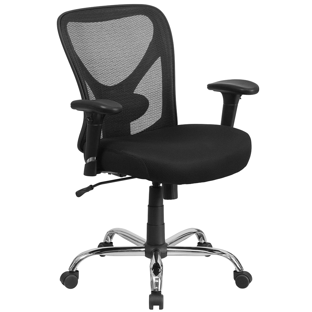 Flash Furniture GO-2032-GG Swivel Big & Tall Office Chair w/ Mid Back - Black Mesh Back & Seat