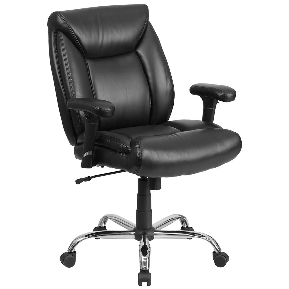 Flash Furniture GO-2073-LEA-GG Swivel Big & Tall Office Chair w/ Mid Back - Black LeatherSoft Upholstery