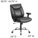 Flash Furniture GO-2073-LEA-GG Swivel Big & Tall Office Chair w/ Mid Back - Black LeatherSoft Upholstery thumbnail 2