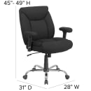 Flash Furniture GO-2078-GG Swivel Big & Tall Office Chair w/ High Back - Black Polyester Upholstery thumbnail 2