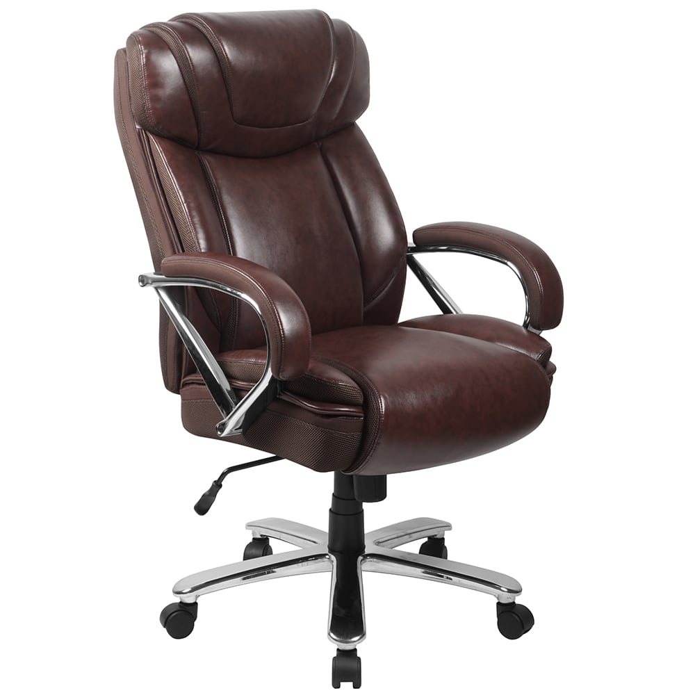 Flash Furniture GO-2092M-1-BN-GG Swivel Big & Tall Office Chair w/ High Back - Brown LeatherSoft Upholstery