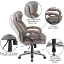 Flash Furniture GO-2092M-1-TP-GG Swivel Big & Tall Office Chair w/ High Back - Taupe LeatherSoft Upholstery thumbnail 6