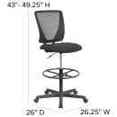 Flash Furniture GO-2100-GG Swivel Drafting Stool w/ Mid Back - Black Polyester Upholstery thumbnail 2