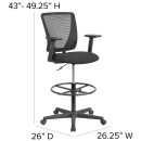 Flash Furniture GO-2100-A-GG Swivel Drafting Stool w/ Arms & Mid Back - Black Polyester Upholstery thumbnail 2
