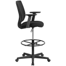 Flash Furniture GO-2100-A-GG Swivel Drafting Stool w/ Arms & Mid Back - Black Polyester Upholstery thumbnail 3