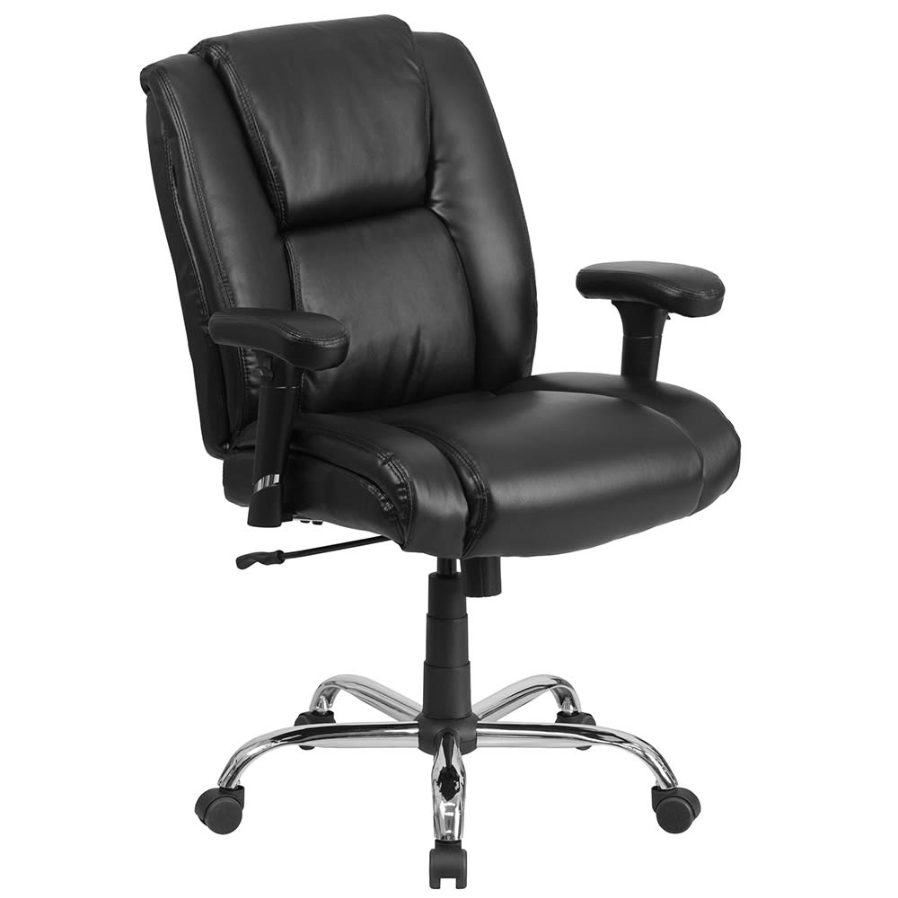 Flash Furniture GO-2132-LEA-GG Swivel Big & Tall Office Chair w/ Mid Back - Black LeatherSoft Upholstery