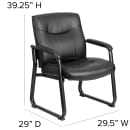 Flash Furniture GO-2136-GG Big & Tall Side Arm Chair - Black LeatherSoft Upholstery, Black Steel Frame thumbnail 2