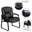 Flash Furniture GO-2138-GG Big & Tall Side Arm Chair - Black LeatherSoft Upholstery, Black Steel Frame thumbnail 6