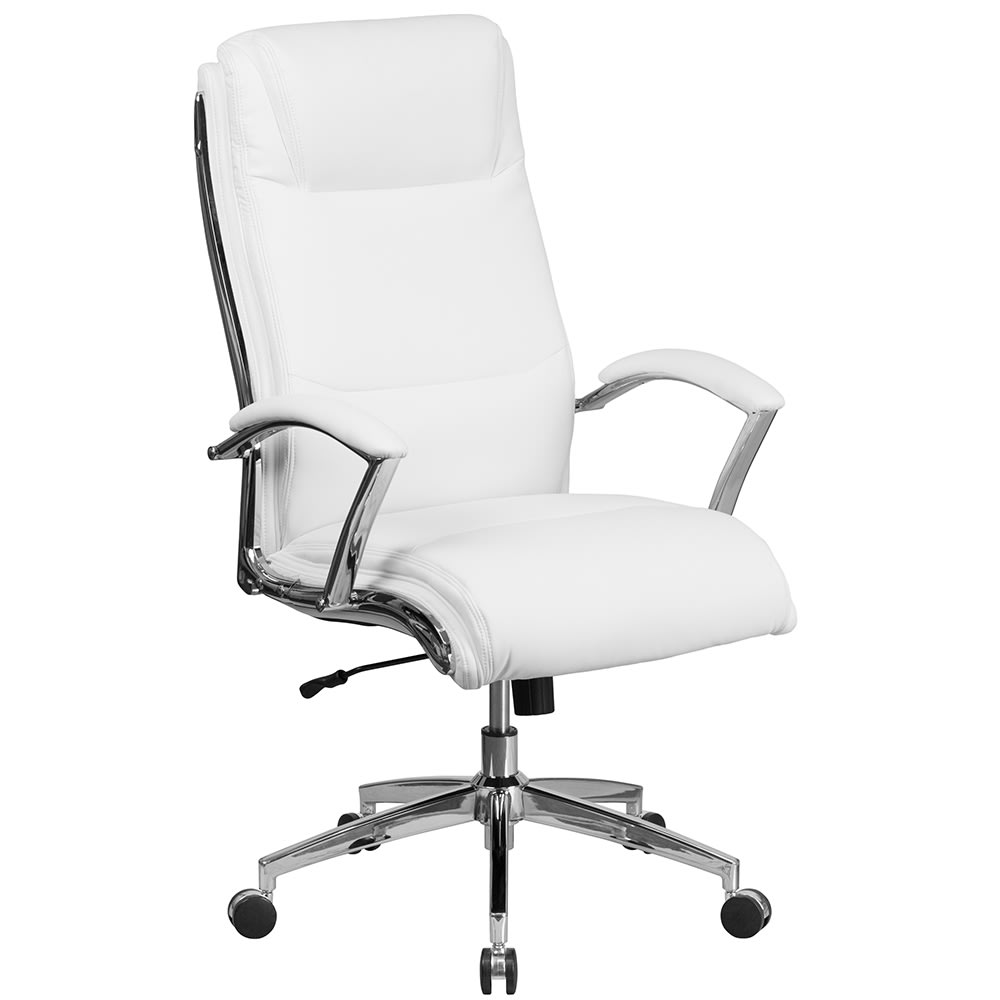 Flash Furniture GO-2192-WH-GG Swivel Office Chair w/ High Back - White LeatherSoft Upholstery