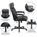 Flash Furniture GO-2196-1-GG Swivel Office Chair w/ High Back - Black Mesh Back & LeatherSoft Seat thumbnail 6