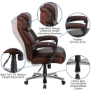 Flash Furniture GO-2223-BN-GG Swivel Big & Tall Office Chair w/ High Back - Brown LeatherSoft Upholstery thumbnail 6
